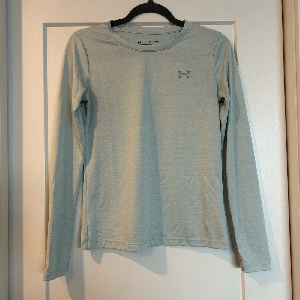 Under Armour Light Blue/Green Long Sleeve Workout Shirt